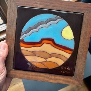 Vintage Steve McCoy Handpainted Framed Southwest Tile Trivet